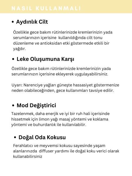 Limon Uçucu Yağı,  % 100 Saf, Katkısız Aromaterapi Yağı 10 ml