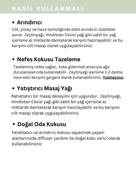 Nane Uçucu Yağı,  % 100 Saf, Katkısız Aromaterapi Yağı 10 ml