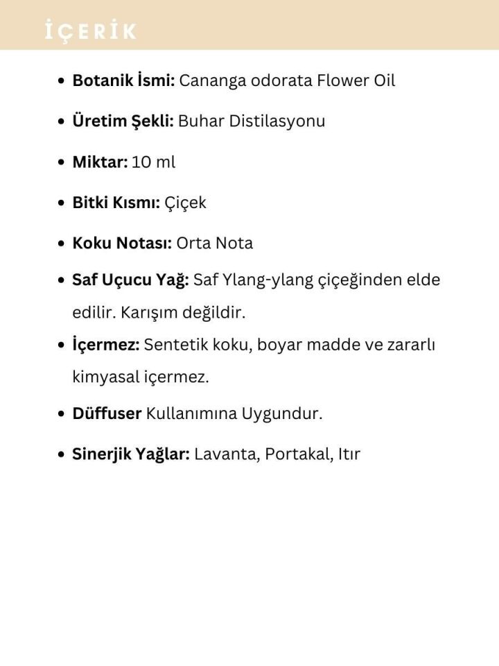 Ylang Ylang Uçucu Yağı,  % 100 Saf, Katkısız Aromaterapi Yağı 10 ml