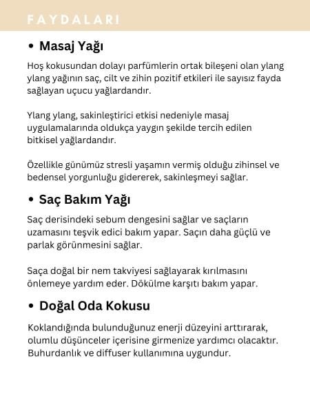 Ylang Ylang Uçucu Yağı,  % 100 Saf, Katkısız Aromaterapi Yağı 10 ml