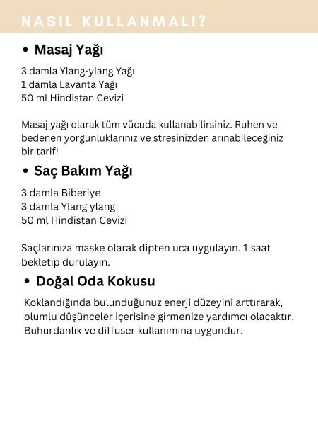 Ylang Ylang Uçucu Yağı,  % 100 Saf, Katkısız Aromaterapi Yağı 10 ml