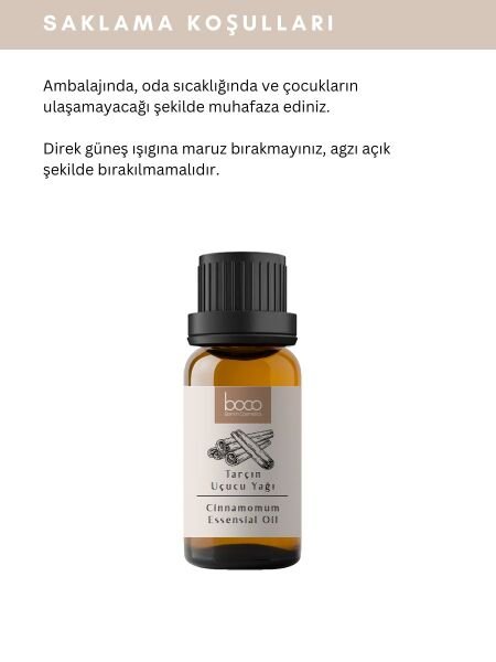 Tarçın Uçucu Yağı,  % 100 Saf, Katkısız Aromaterapi Yağı 5 ml