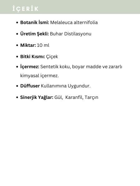 Çay Ağacı Uçucu Yağı,  % 100 Saf, Katkısız Aromaterapi Yağı 10 ml