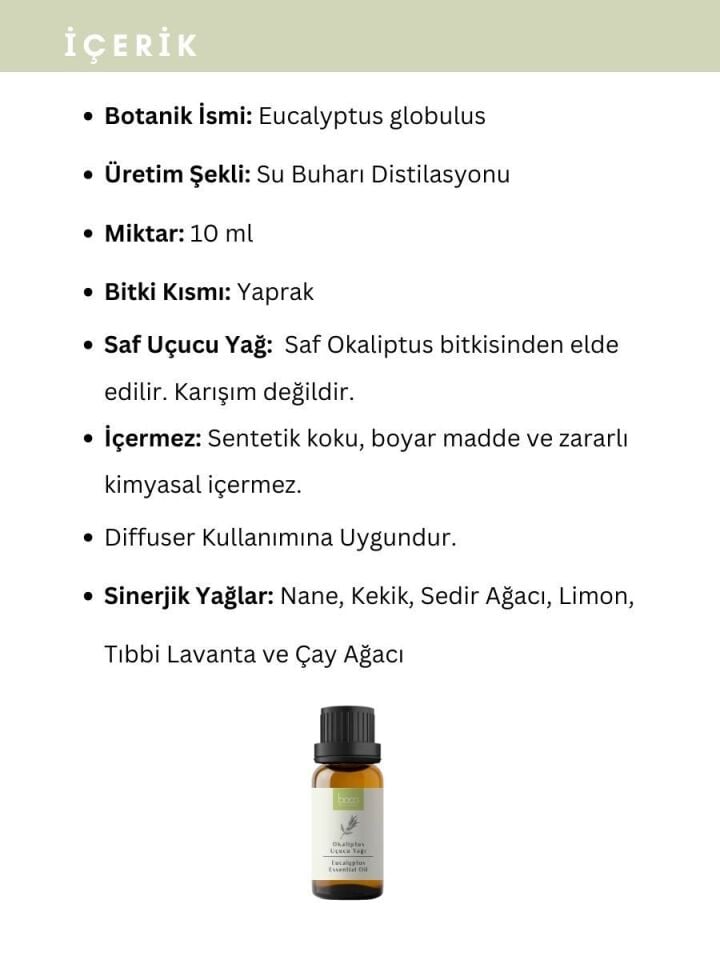 Okaliptus Uçucu Yağı,  % 100 Saf, Katkısız Aromaterapi Yağı 10 ml
