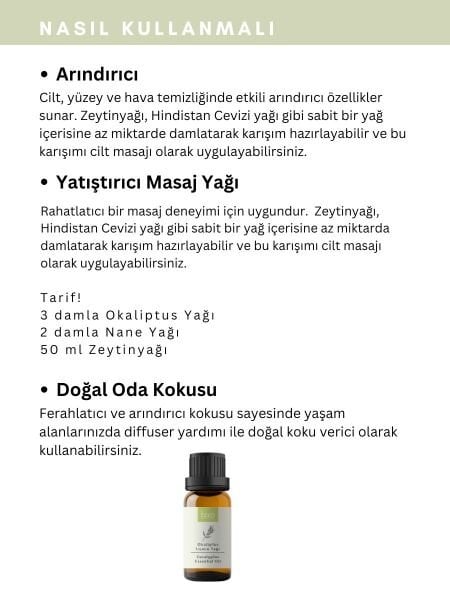 Okaliptus Uçucu Yağı,  % 100 Saf, Katkısız Aromaterapi Yağı 10 ml