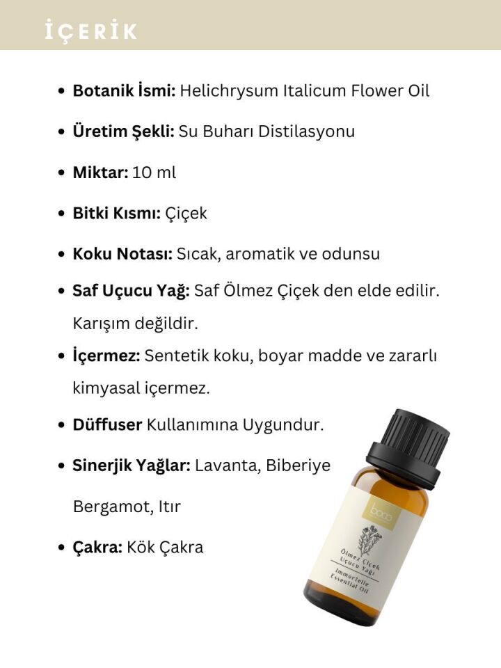 Ölmez Çiçek Uçucu Yağı,  % 100 Saf, Katkısız Aromaterapi Yağı 10 ml