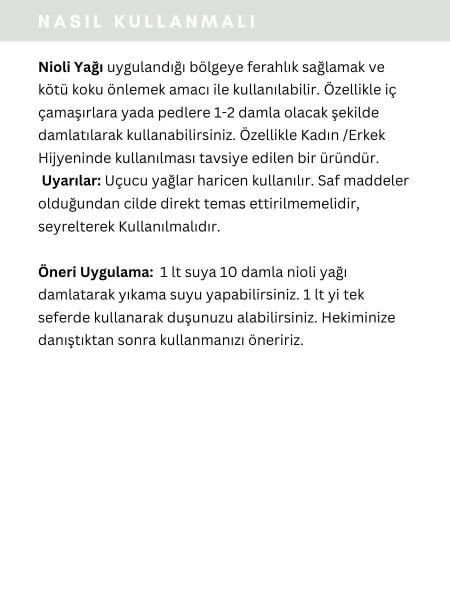 Nioli Uçucu Yağı,  % 100 Saf, Katkısız Aromaterapi Yağı  5 ml