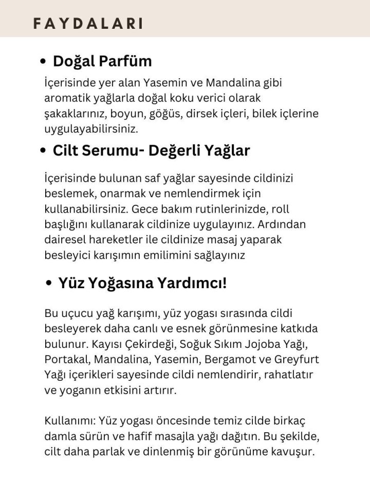 Aromaterapi Roll- Yasemin & Mandalina 10 ml